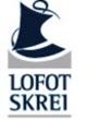 Logo for Lofotskrei AS formet som et mørkeblått seil eller fiskehode